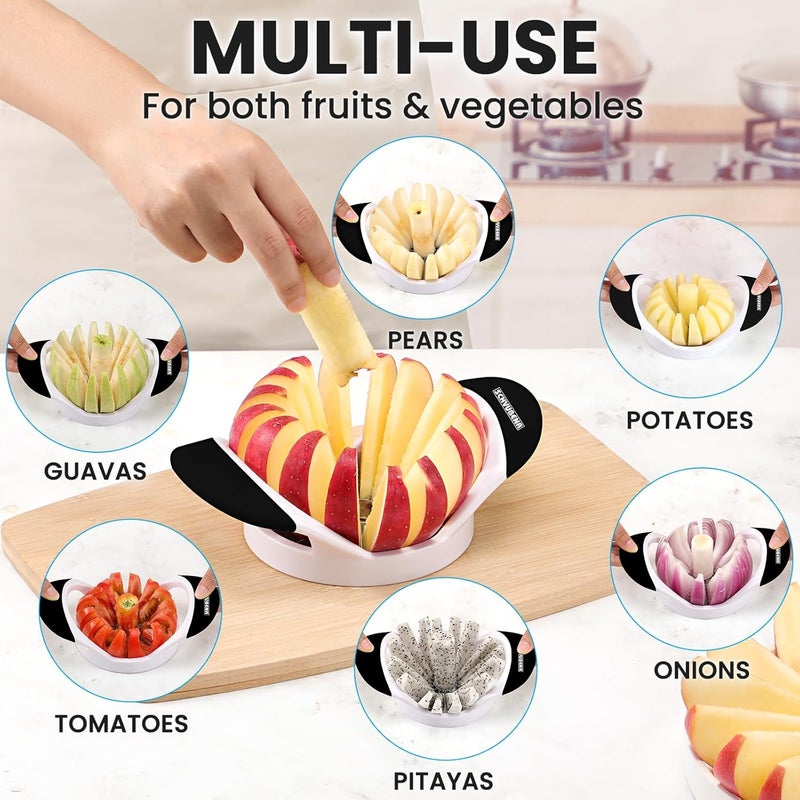 SCHVUBENR Apple Slicer and Corer - 4.72 Inch Stainless Steel Apple Cutter with 16 Sharp Blades - Professional Apple Divider Tool for Quick Slices - Easy to Use & Clean - Slice Fruits with Ease - Black - Image 5